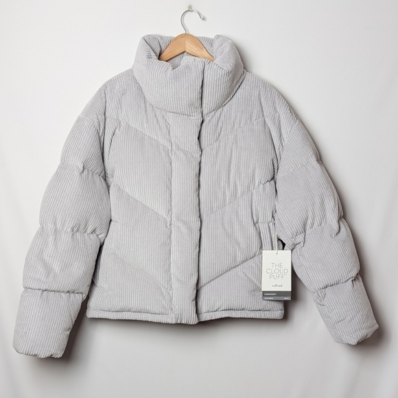 NWT WILFRED Cloud Puff Coat Gull Grey Cush Cord Corduroy Jacket M Aritzia - Picture 1 of 14